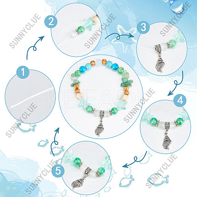 DIY Ocean Theme Stretch Bracelets Making Kit DIY-SC0021-56-1