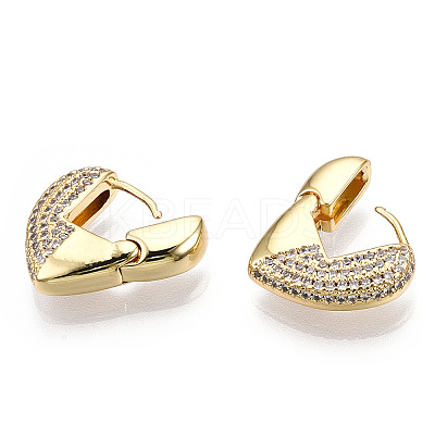 Clear Cubic Zirconia Heart Hoop Earrings EJEW-F304-03G-1