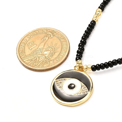Evil Eye Brass Micro Pave Cubic Zirconia Pendant Necklace for Girl Women NJEW-JN03692-1