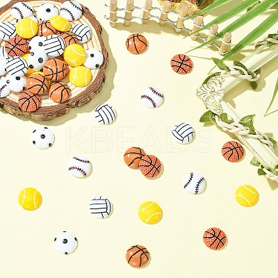 60Pcs 6 Styles Sport Opaque Resin Cabochons RESI-CJ0004-95-1