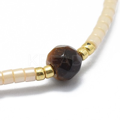 Adjustable Natural Tiger Eye Braided Bead Bracelets BJEW-F391-A09-1