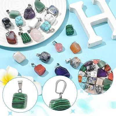 20Pcs 10 Styles Natural & Synthetic Mixed Gemstone Pendants G-FS0005-93P-01-1