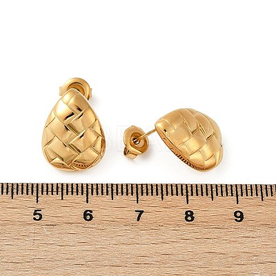 304 Stainless Steel Textured Stud Earrings EJEW-G423-28A-G-1