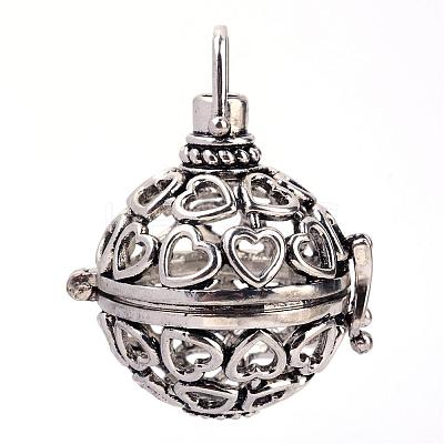 Rack Plating Brass Cage Pendants KK-S751-013AS-1