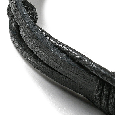 5Pcs 5 Style Adjustable Braided Imitation Leather Cord Bracelet Set with Waxed Cord for Men BJEW-F458-14-1