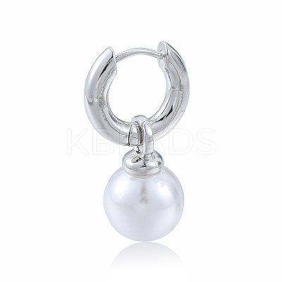 ABS Plastic Pearl Dangle Hoop Earrings X-EJEW-N011-106P-1