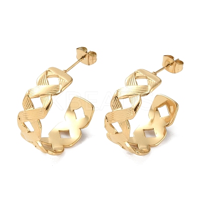 Braided 304 Stainless Steel Stud Earrings EJEW-L283-050G-1