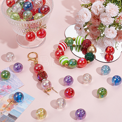 50Pcs AB Color Plated Transparent Acrylic Beads with Glitter Powder TACR-SC0001-25-1