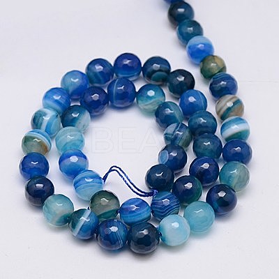Natural Stripe Agate Beads Strands X-G-G581-8mm-05-1