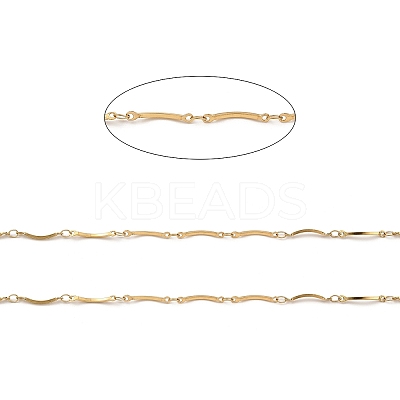 Ion Plating(IP) Handmade 304 Stainless Steel Curved Bar Link Chains CHS-G025-05G-1
