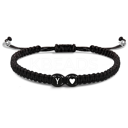 304 Stainless Steel Alphabet Beads Braided Bead Bracelets RY3090-25-1