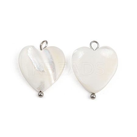 Natural Shell Heart Pendants STAS-D378-34P-1