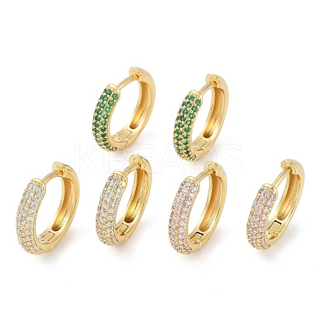 Rack Plating Ring Brass Micro Pave Cubic Zirconia Hoop Earrings EJEW-Z059-12G-1