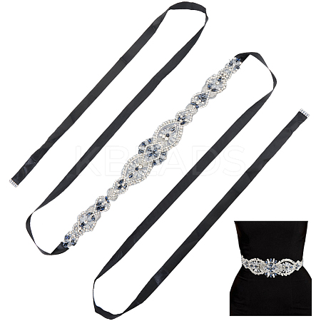Flower Full Crystal & Montana Rhinestone Handmade Bridal Belts for Wedding Dresses AJEW-WH20006-233A-01-1