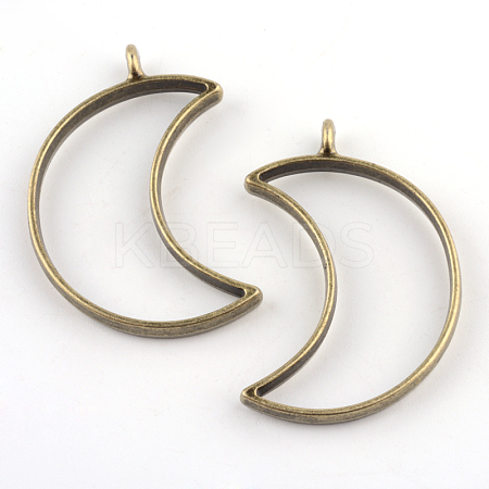 Rack Plating Alloy Open Back Bezel Pendants PALLOY-S047-39F-FF-1