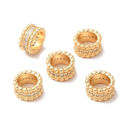Rack Plating Brass Micro Pave Cubic Zirconia European Beads KK-M242-04G-1