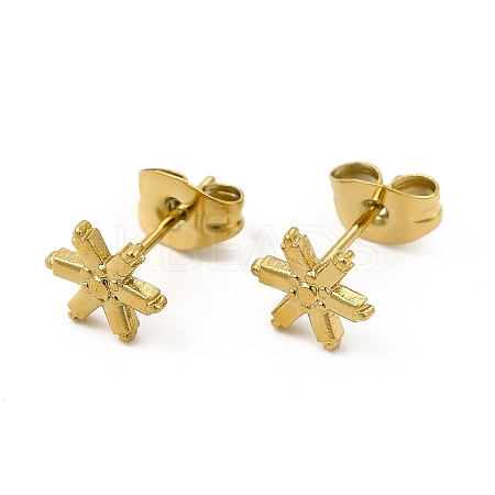 Ion Plating(IP) 304 Stainless Steel Snowflake Stud Earrings for Women EJEW-I281-34G-1