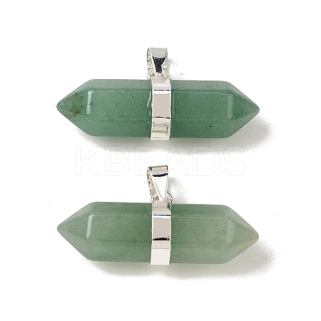 Natural Green Aventurine Double Terminal Pointed Pendants G-NH0001-15P-04-1