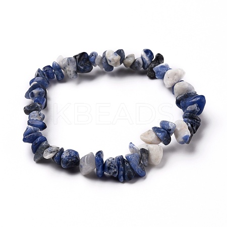 Natural Sodalite Chip Beads Stretch Bracelets BJEW-JB05765-03-1