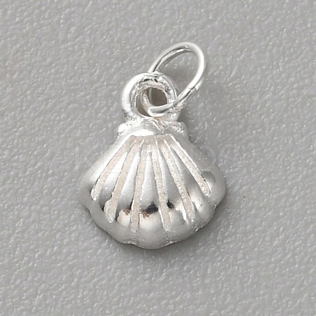 925 Sterling Silver Shell Shape Charms with Jump Rings & 925 Stamp FIND-WH0170-98B-1