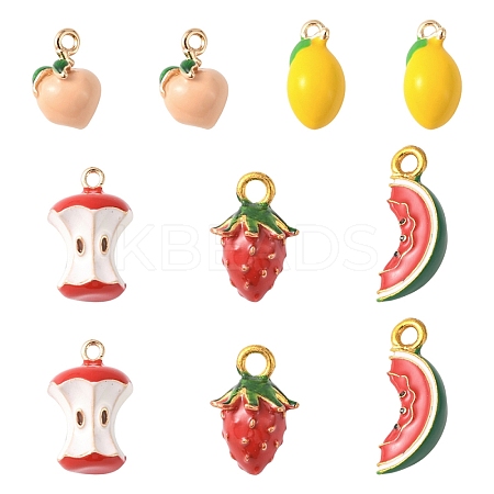 10Pcs 5 Styles Alloy & Brass Enamel Pendants DIY-YW0017-08-1