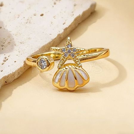Brass Micro Pave Cubic Zirconia Cuff Open Rings WG7AC98-05-1
