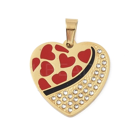 Ion Plating(IP) 304 Stainless Steel Enamel Rhinestone Pendants STAS-Q325-02B-G-1