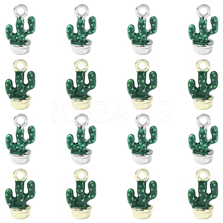 16Pcs 2 Colors Alloy Enamel Cactus Charms ENAM-CJ0007-47-1