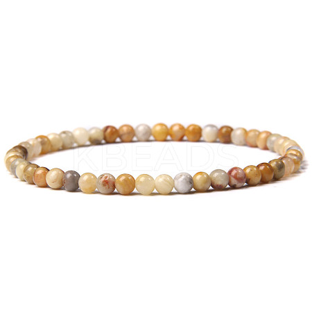 4mm Round Natural Crazy Agate Beads Bracelet for Men LS-KG3069-14-1