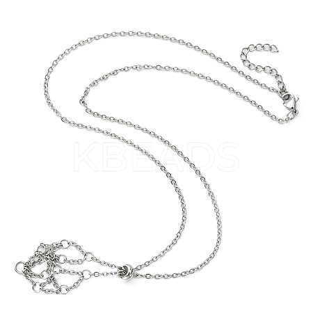 Tarnish Resistant 304 Stainless Steel Cable Chains Macrame Pouch Empty Stone Holder for Pendant Necklaces Making NJEW-TA00086-01-1