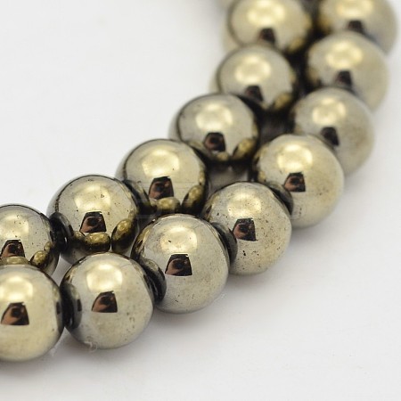 Round Non-magnetic Synthetic Hematite Beads Strands G-D617-6mm-26-1
