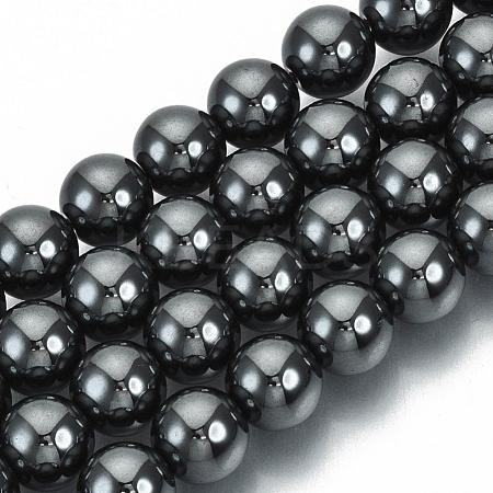 Non-Magnetic Synthetic Hematite Beads Strands X-G-Q892-8mm-1