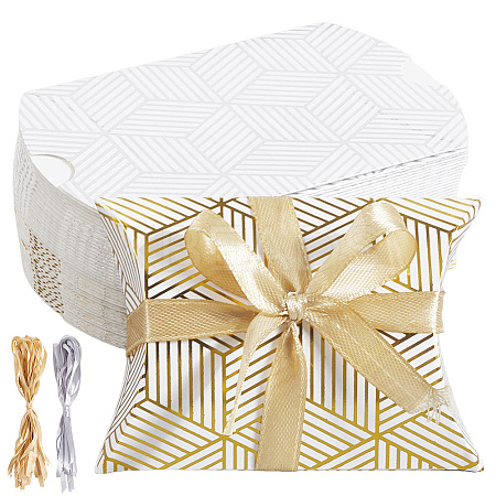 40Sets 2 Colors Hot Stamping Pillow Cardboard Paper Printed Candy Boxes CON-BBC0001-13A-1
