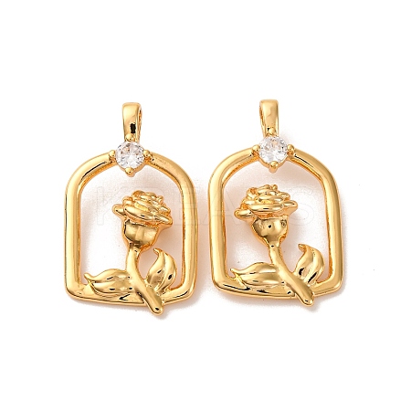 Brass Micro Pave Cubic Zirconia Pendants KK-K382-54G-1