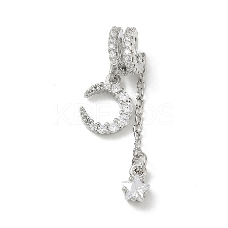 Brass Micro Pave Clear Cubic Zirconia Pendants CU-CBA9FFD-02C-1