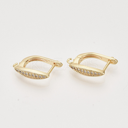Brass Micro Pave Cubic Zirconia Hoop Earring Findings with Latch Back Closure KK-T048-027G-NF-1