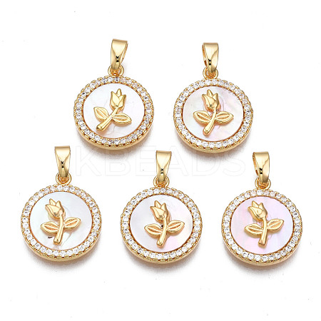 Brass Micro Pave Clear Cubic Zirconia Pendants KK-N233-165-1