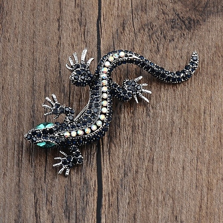 Gecko Rhinestone Brooch Pin LS-PW-WG99E82-01-1