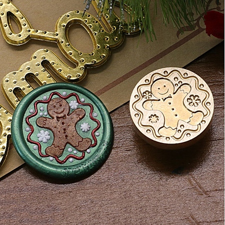 Christmas Series Wax Seal Brass Stamp Head LS-AJEW-M037-01G-21-1