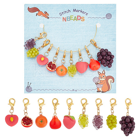 Resin Imitation Fruit Theme Stitch Markers HJEW-AB00185-1