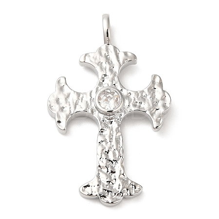 Brass Micro Pave Clear Cubic Zirconia Pendants KK-M246-03P-1