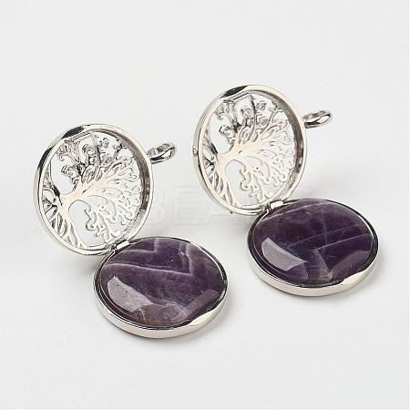 Natural Amethyst Pendants G-G910-F03-1