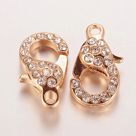 Alloy Glass Rhinestone Lobster Claw Clasps ZIRC-F022-63RG-1