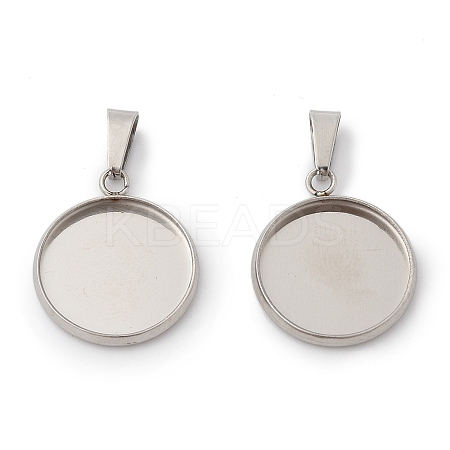 304 Stainless Steel Pendant Cabochon Settings STAS-I328-01E-P-1
