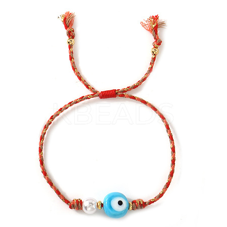 Handmade Evil Eye & Brass Bead Braided Bead Bracelets OI2276-2-1