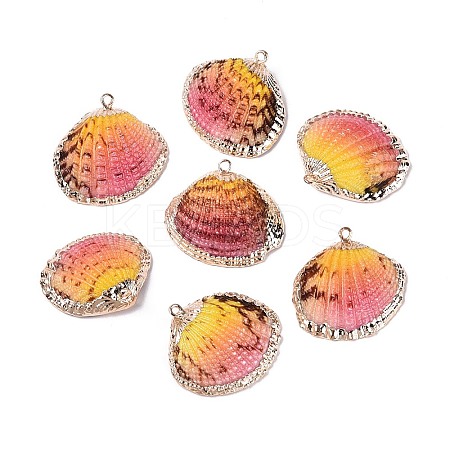 Spray Paint & Electroplate Natural Sea Shell Pendants SSHEL-N042-16D-1