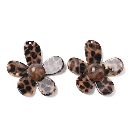 Opaque Leopard Print Cellulose Acetate(Resin) Pendants FIND-C088-02B-1