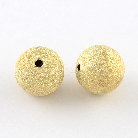 Brass Textured Beads KK-R012-6mm-G-1
