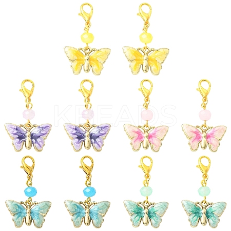 10Pcs 5 Colors Alloy Enamel Pendant Decorations HJEW-YW00459-1