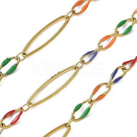 304 Stainless Steel Enamel Link Chains CHS-U003-01G-01-1